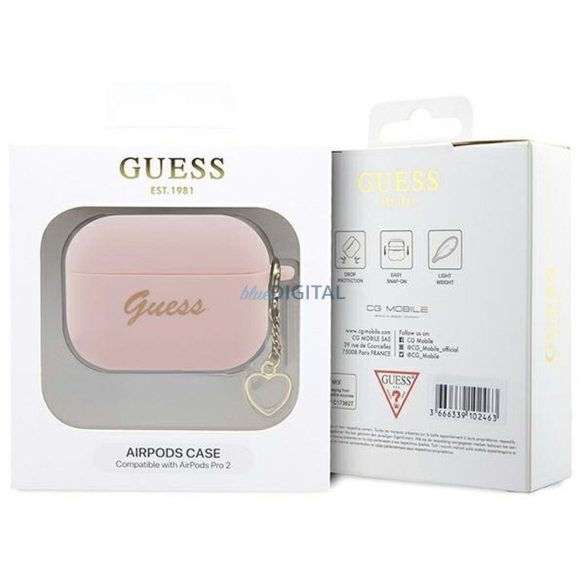 Guess GUAP2LSCHSP Silicon Charm Heart Collection carcasă AirPods Pro 2 - roz