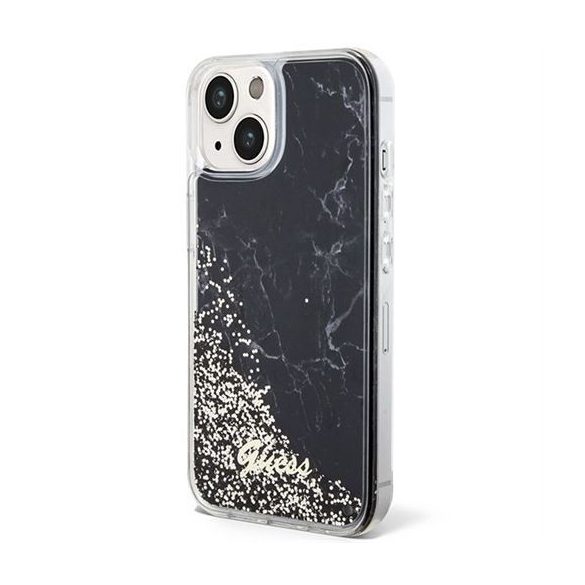 Husă GUESS pentru IPHONE 13 / 14 / 15 GUHCP14SLCSGSGK (Marmură cu sclipici lichid) neagră