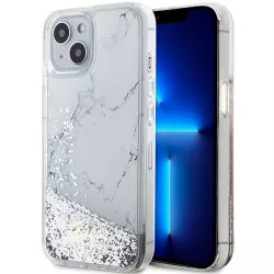   HUSĂ! - Husă GUESS pentru IPHONE 13 / 14 / 15 GUHCP14SLCSGSGH (Marmură cu sclipici lichid) albă