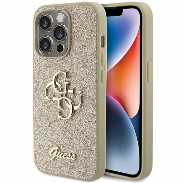 Husă originală GUESS GUHCP15XHG4SGD pentru iPhone 15 PRO MAX (Fixed Glitter Big 4G/aur)