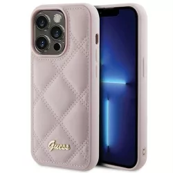   HUSĂ! - Husă GUESS pentru IPHONE 15 Pro GUHCP15LPSQSQSP (Sigla metalică matlasată) roz