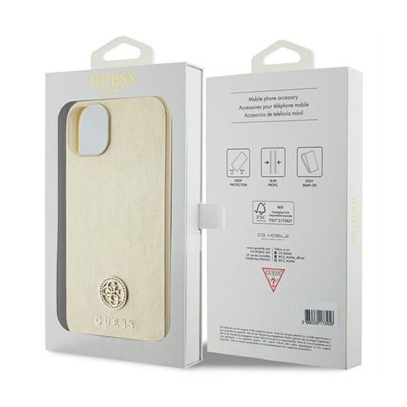 Husa GUESS pentru IPHONE 13 / 14 / 15 GUHCP15SPS4DGPD (Leather 4G Metal Logo Strass) auriu