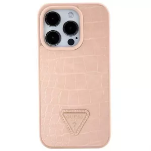 HUSĂ! - Husa GUESS pentru IPHONE 13 / 14 / 15 GUHCP15SPCRTHCP (Croco Triangle Metal Logo) roz