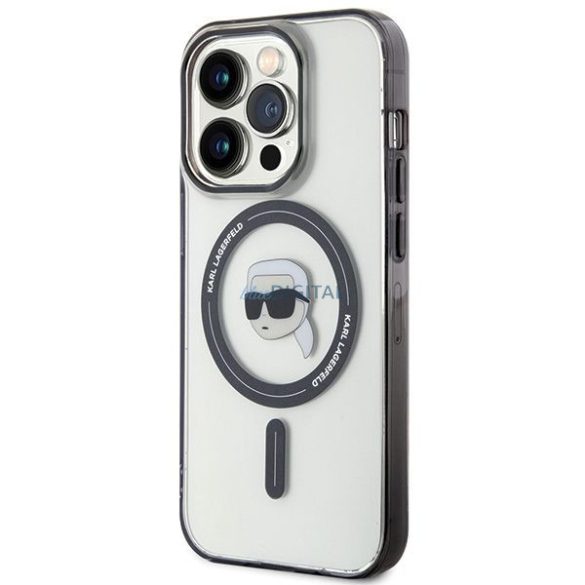 Carcasa originala KARL LAGERFELD KLHMP15LHKHNOTK pentru iPhone 15 PRO (Karl Head + MAG / transparent)