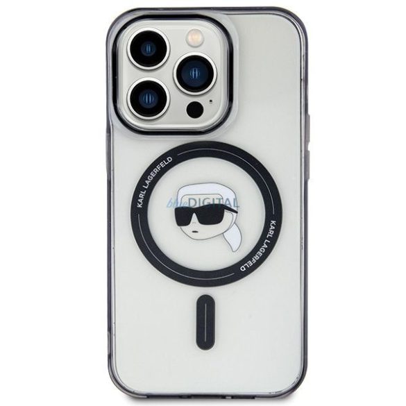 Carcasa originala KARL LAGERFELD KLHMP15LHKHNOTK pentru iPhone 15 PRO (Karl Head + MAG / transparent)