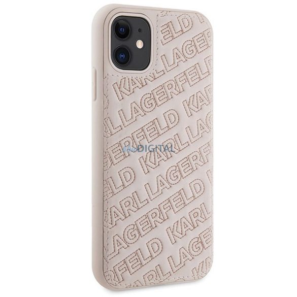 Husă originală KARL LAGERFELD KLHCN61PQKPMP pentru iPhone 11 (Motiv K matlasat / roz)