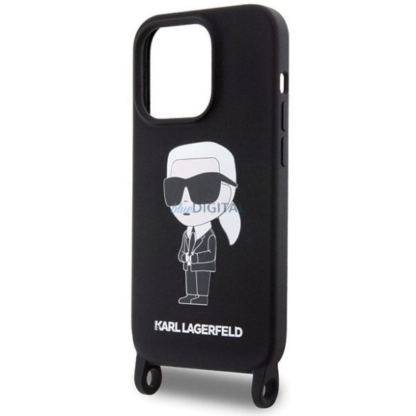 Karl Lagerfeld KLHCP15XSCBSKNK Silicon Ikonik Crossbody caz iPhone 15 Pro Max - negru