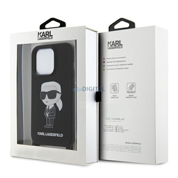 Karl Lagerfeld KLHCP15XSCBSKNK Silicon Ikonik Crossbody caz iPhone 15 Pro Max - negru