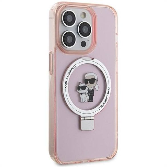 Husă originală KARL LAGERFELD KLHMP15XHMRSKCP pentru iPhone 15 Pro Max (Magsafe / Ringstand KC / roz)