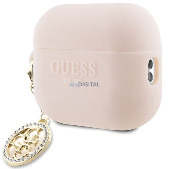 Guess GUAP23DSLGHDP 3D cauciuc 4G Diamond Charm caz AirPods Pro 2 - roz