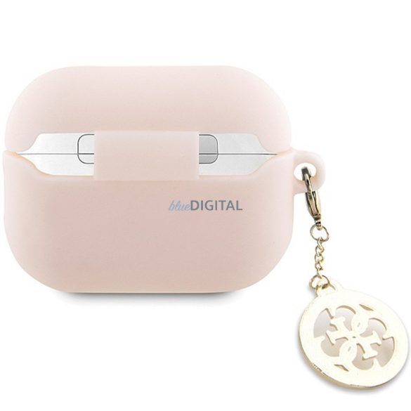 Guess GUAP23DSLGHDP 3D cauciuc 4G Diamond Charm caz AirPods Pro 2 - roz