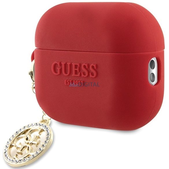 Guess GUAP23DSLGHDF 3D cauciuc 4G Diamond Charm caz AirPods Pro 2 - roșu