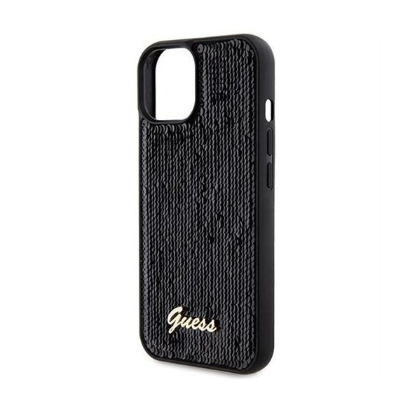 Husă GUESS pentru IPHONE 13 / 14 / 15 GUHCP15SPSFDGSK (Sequin Script Metal) neagră