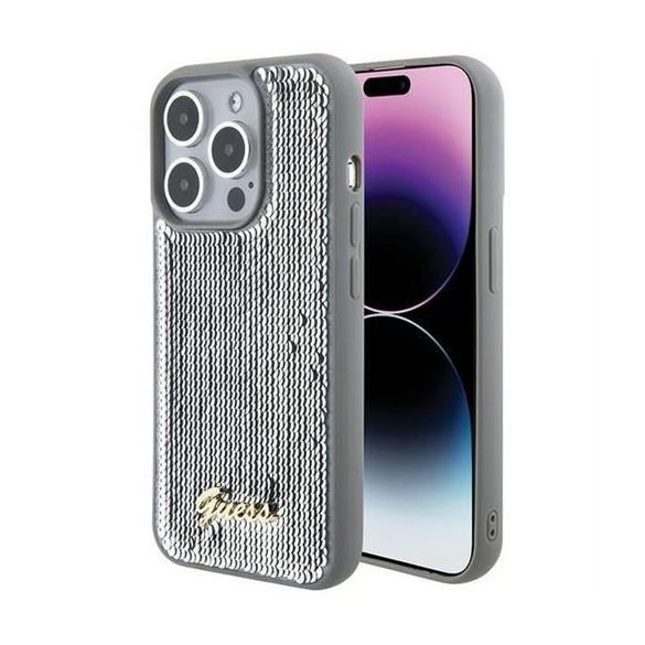 Husă GUESS pentru IPHONE 15 Pro GUHCP15LPSFDGSS (Sequin Script Metal) argintie