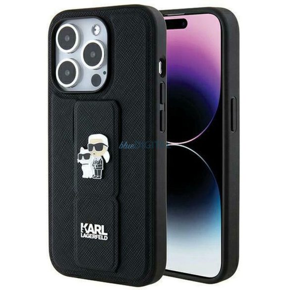 Husă originală KARL LAGERFELD KLHCP14XGSAKCPK pentru iPhone 14 Pro Max (Gripstand Saffiano KC PIN / negru)