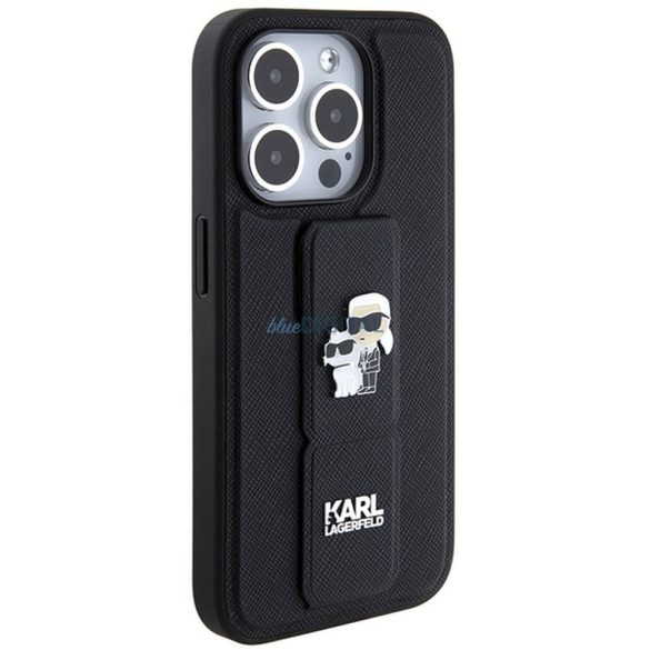 Husă originală KARL LAGERFELD KLHCP14XGSAKCPK pentru iPhone 14 Pro Max (Gripstand Saffiano KC PIN / negru)