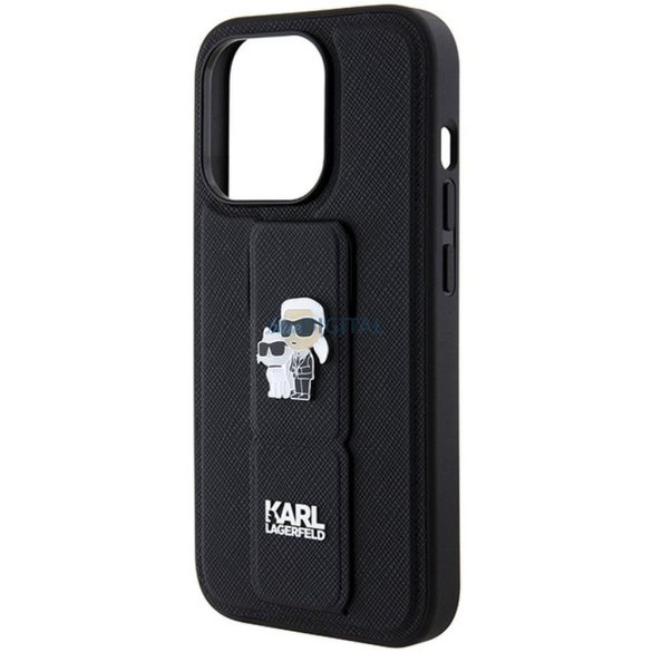 Husă originală KARL LAGERFELD KLHCP14XGSAKCPK pentru iPhone 14 Pro Max (Gripstand Saffiano KC PIN / negru)