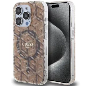 HUSĂ! - Husă originală GUESS GUHMP15LHGCUSTGW pentru iPhone 15 Pro (Magsafe / IML GCUBE / maro)