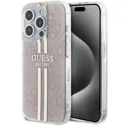   HUSĂ! - Husă originală GUESS GUHCP15LH4PSEGP pentru iPhone 15 Pro (4G Gold Stripe / roz)