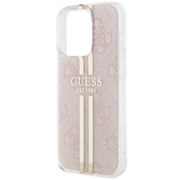 Husă originală GUESS GUHCP15LH4PSEGP pentru iPhone 15 Pro (4G Gold Stripe / roz)