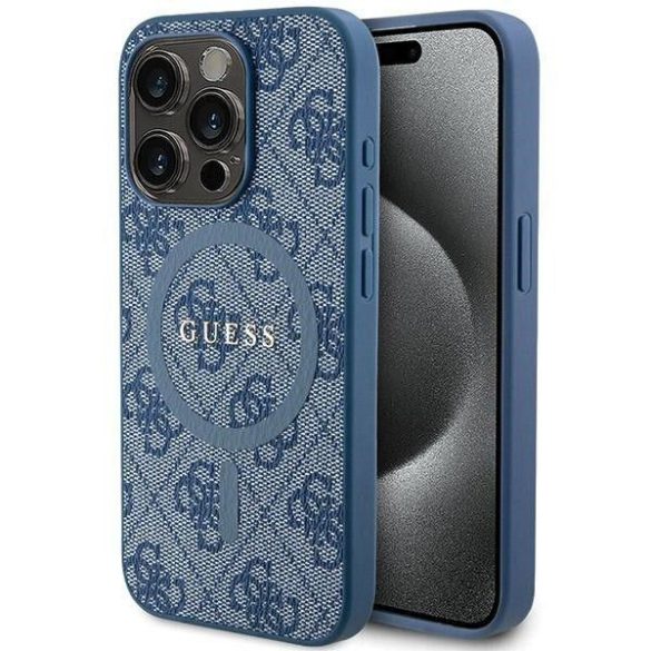 Husă originală GUESS GUHMP15XG4GFRB pentru iPhone 15 Pro Max (Magsafe / logo clasic 4G Ring / albastru)