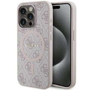 Husă originală GUESS GUHMP14XG4GFRP pentru iPhone 14 Pro Max (Magsafe / logo clasic 4G Ring / roz)
