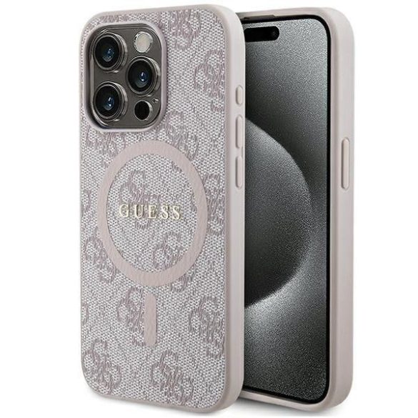Husă originală GUESS GUHMP14XG4GFRP pentru iPhone 14 Pro Max (Magsafe / logo clasic 4G Ring / roz)