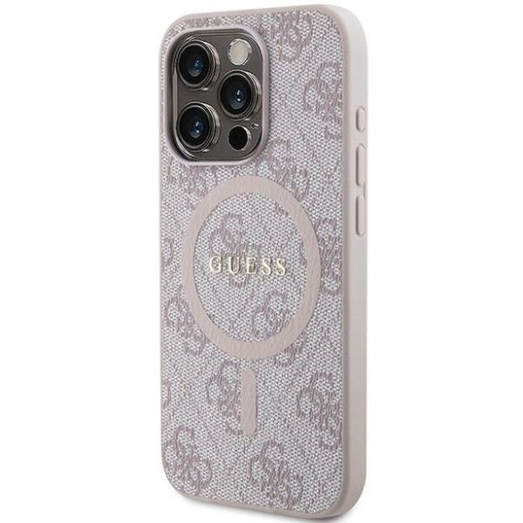 Husă originală GUESS GUHMP14XG4GFRP pentru iPhone 14 Pro Max (Magsafe / logo clasic 4G Ring / roz)