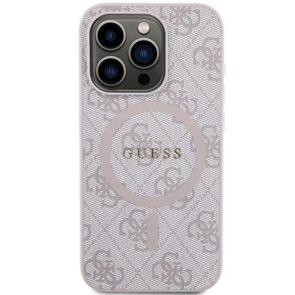 Husă originală GUESS GUHMP14XG4GFRP pentru iPhone 14 Pro Max (Magsafe / logo clasic 4G Ring / roz)