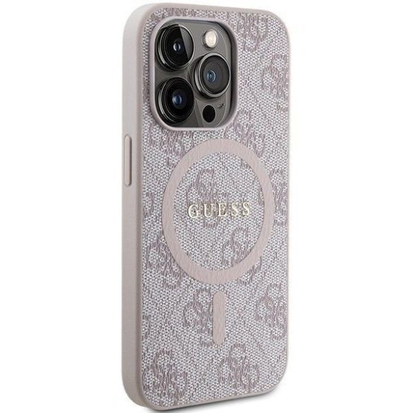Husă originală GUESS GUHMP14XG4GFRP pentru iPhone 14 Pro Max (Magsafe / logo clasic 4G Ring / roz)