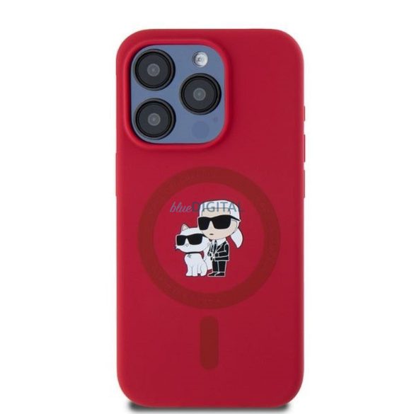 Karl Lagerfeld KLHMP15LSCMKCRHR Silicon KC Body Ring Carcasă compatibilă MagSafe pentru iPhone 15 Pro - roșu