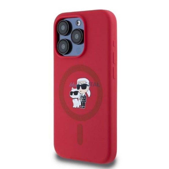 Karl Lagerfeld KLHMP15LSCMKCRHR Silicon KC Body Ring Carcasă compatibilă MagSafe pentru iPhone 15 Pro - roșu