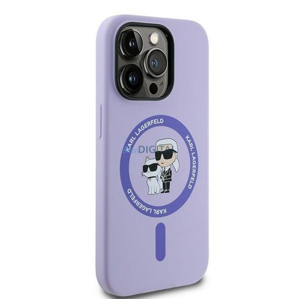 Karl Lagerfeld KLHMP14LSCMKCRHU Silicon KC Body Ring Carcasă compatibilă MagSafe pentru iPhone 14 Pro - violet