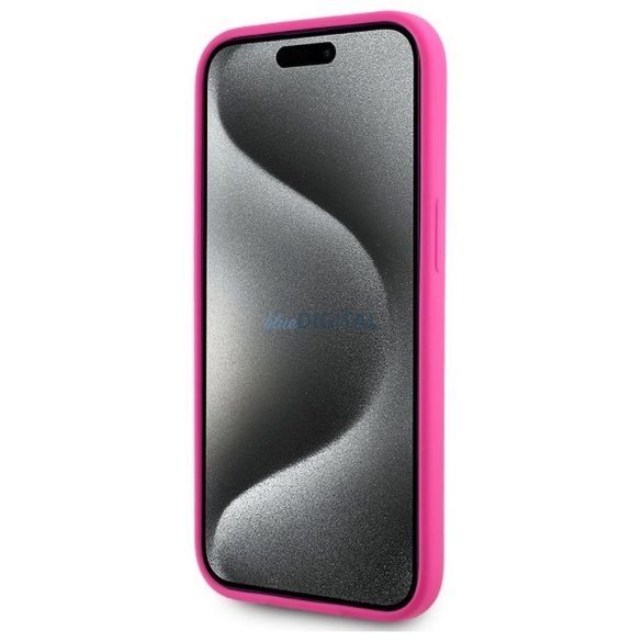 Karl Lagerfeld KLHMP15SSKHPPLF Carcasă din silicon Karl Head compatibilă cu MagSafe pentru iPhone 15 - roz aprins