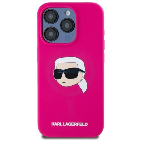 Karl Lagerfeld KLHMP15LSKHPPLF Carcasă din silicon Karl Head compatibilă cu MagSafe pentru iPhone 15 Pro - roz aprins