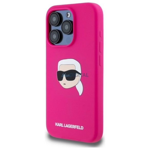 Karl Lagerfeld KLHMP15LSKHPPLF Carcasă din silicon Karl Head compatibilă cu MagSafe pentru iPhone 15 Pro - roz aprins