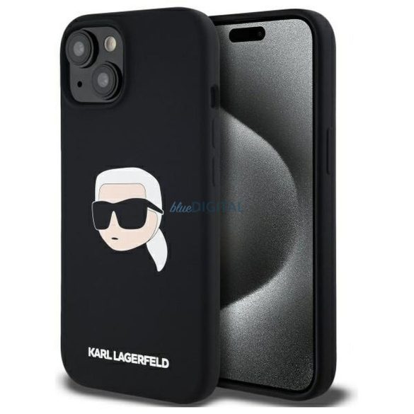 Karl Lagerfeld KLHMP15SSKHPPLK Carcasă din silicon Karl Head compatibilă cu MagSafe pentru iPhone 15 - negru