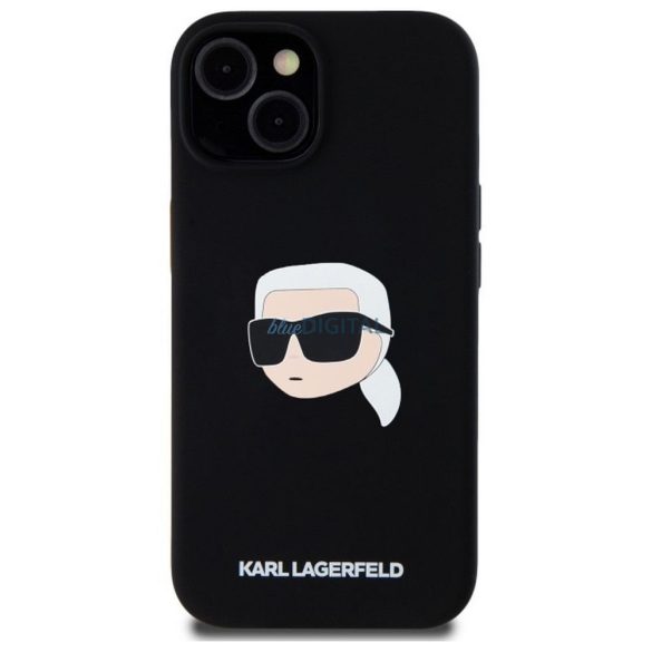 Karl Lagerfeld KLHMP15SSKHPPLK Carcasă din silicon Karl Head compatibilă cu MagSafe pentru iPhone 15 - negru