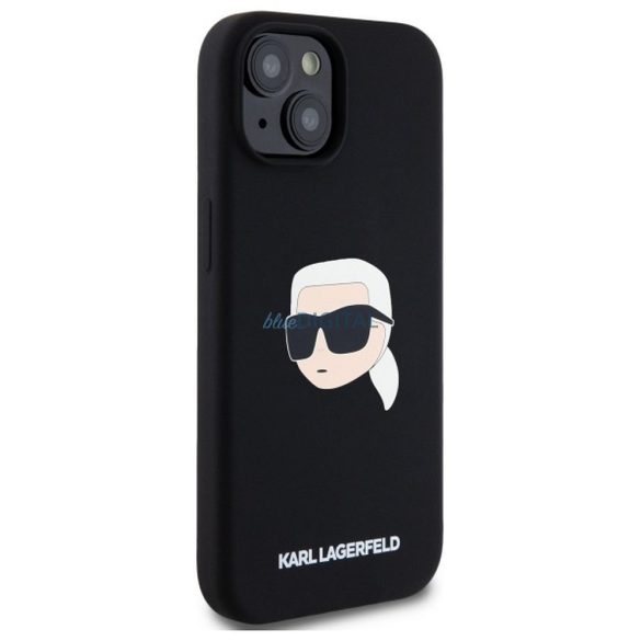 Karl Lagerfeld KLHMP15SSKHPPLK Carcasă din silicon Karl Head compatibilă cu MagSafe pentru iPhone 15 - negru