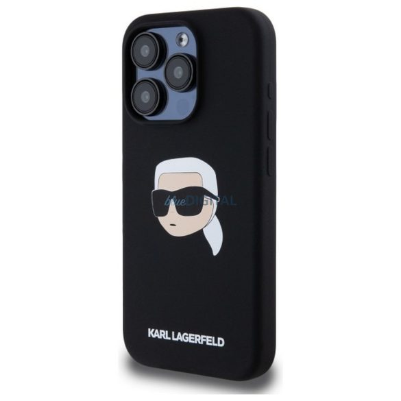 Karl Lagerfeld KLHMP15LSKHPPLK Carcasă din silicon Karl Head compatibilă MagSafe pentru iPhone 15 Pro - negru