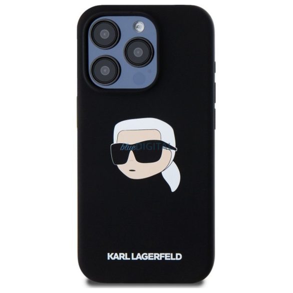 Karl Lagerfeld KLHMP15LSKHPPLK Carcasă din silicon Karl Head compatibilă MagSafe pentru iPhone 15 Pro - negru