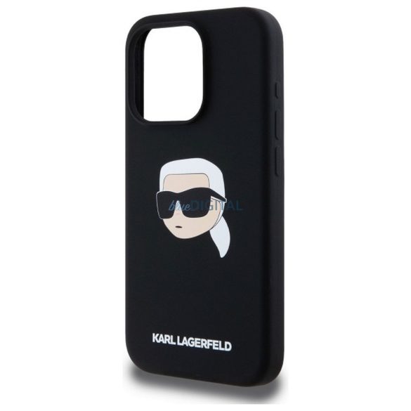 Karl Lagerfeld KLHMP15LSKHPPLK Carcasă din silicon Karl Head compatibilă MagSafe pentru iPhone 15 Pro - negru