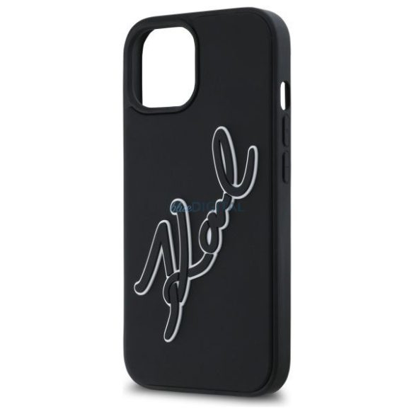 Karl Lagerfeld KLHCP15S3DRKSDLK 3D Rubber Signature caz pentru iPhone 15 - negru