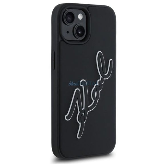 Karl Lagerfeld KLHCP15S3DRKSDLK 3D Rubber Signature caz pentru iPhone 15 - negru