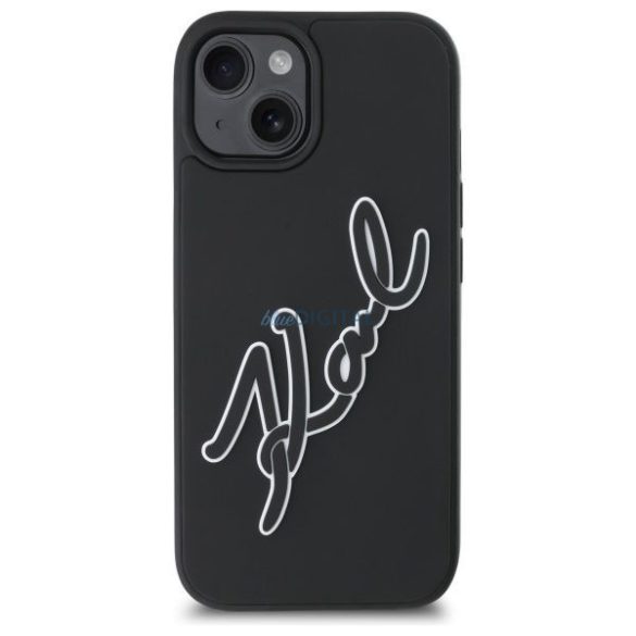 Karl Lagerfeld KLHCP15S3DRKSDLK 3D Rubber Signature caz pentru iPhone 15 - negru
