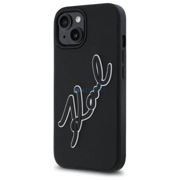 Karl Lagerfeld KLHCP15S3DRKSDLK 3D Rubber Signature caz pentru iPhone 15 - negru