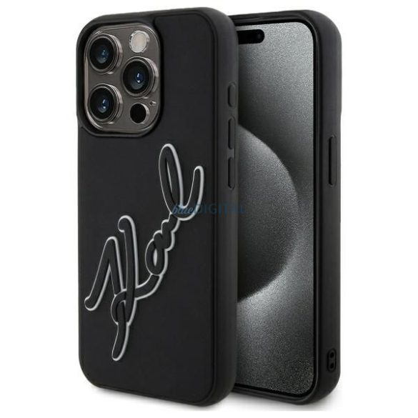 Karl Lagerfeld KLHCP15L3DRKSDLK 3D Rubber Signature caz iPhone 15 Pro - negru