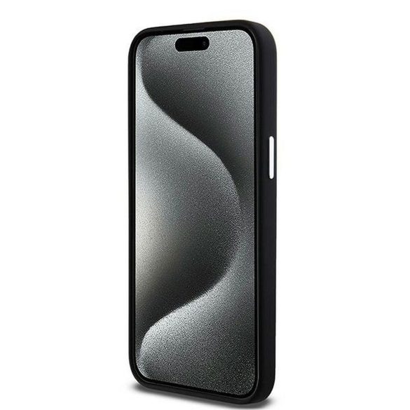 Husă DKNY pentru IPHONE 15 Pro Max compatibilă cu MagSafe DKHMP15XSMCHLK (DKNY HC MagSafe silicon cu sigla metalică orizontală) neagră