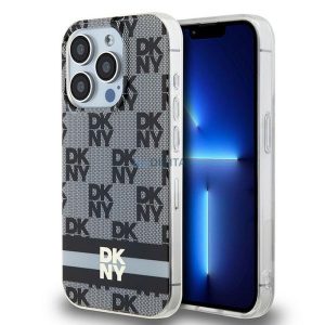 Husă DKNY pentru IPHONE 15 Pro Max compatibilă cu MagSafe DKHMP15XHCPTSK (DKNY HC MagSafe PC TPU model în carouri cu dungi imprimate) neagră