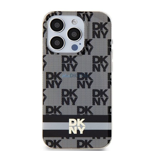 Husă DKNY pentru IPHONE 15 Pro Max compatibilă cu MagSafe DKHMP15XHCPTSK (DKNY HC MagSafe PC TPU model în carouri cu dungi imprimate) neagră